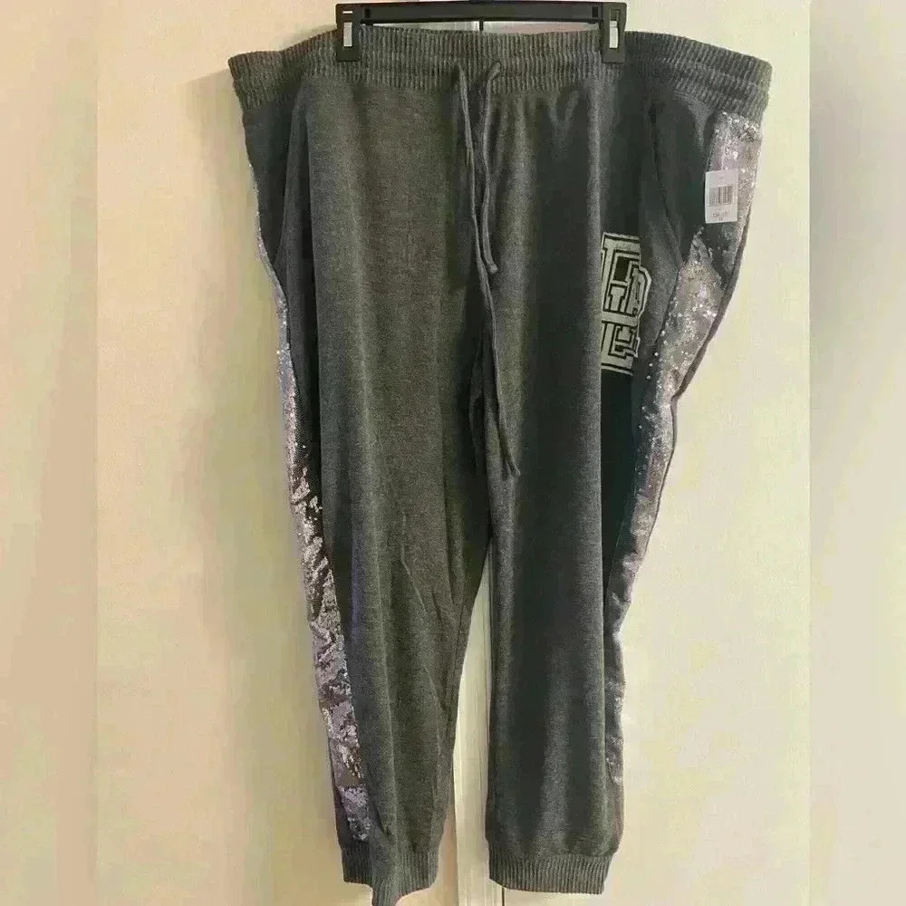 Disney dark grey jogger pants sequin side pockets drawstring. 2X. NWT.Retail:$54